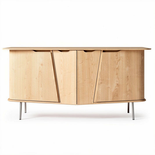 Eikenhouten dressoir met twee deuren en metallic poten 150 x 40 x 75cm