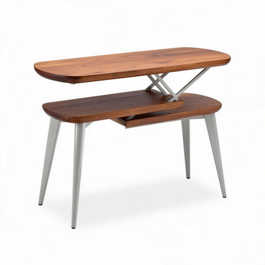 Houten salontafel met metalen poten en opbergruimte 100 x 50 x 40cm